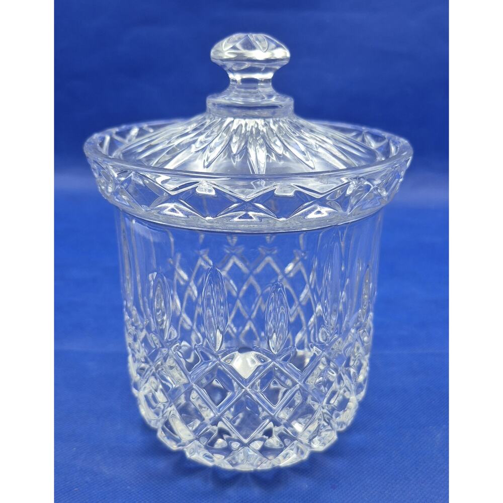 Vintage Gorham King Edward Lead Crystal Biscuit Barrel Jar with Lid 7.5" Tall